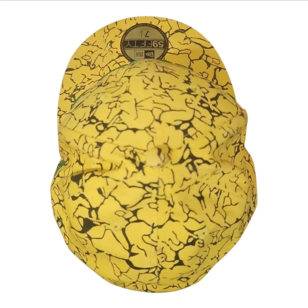 KENZO X NEW ERA | 59FIFTY Yellow/Black Marble Print Green Logo Fitted Hat 7 1/2